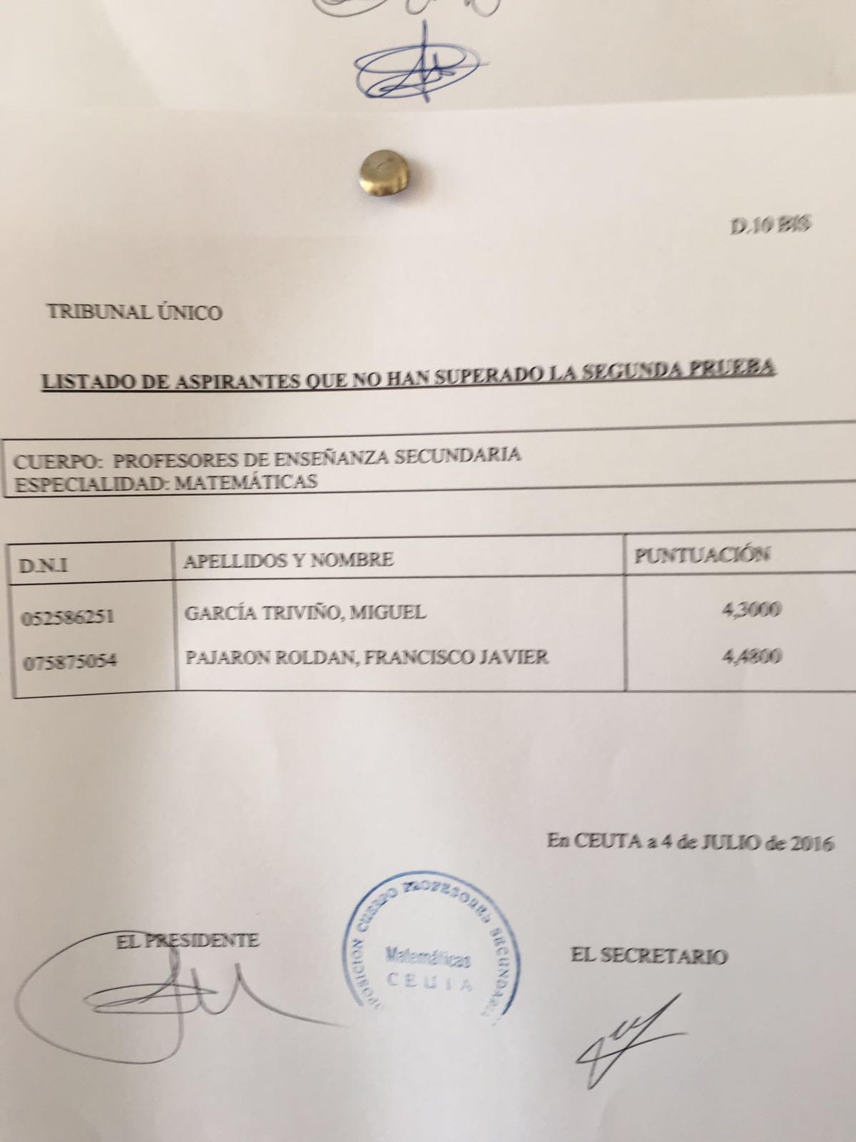 SUSPENSOS SEGUNDA PRUEBA MATEMÁTICAS